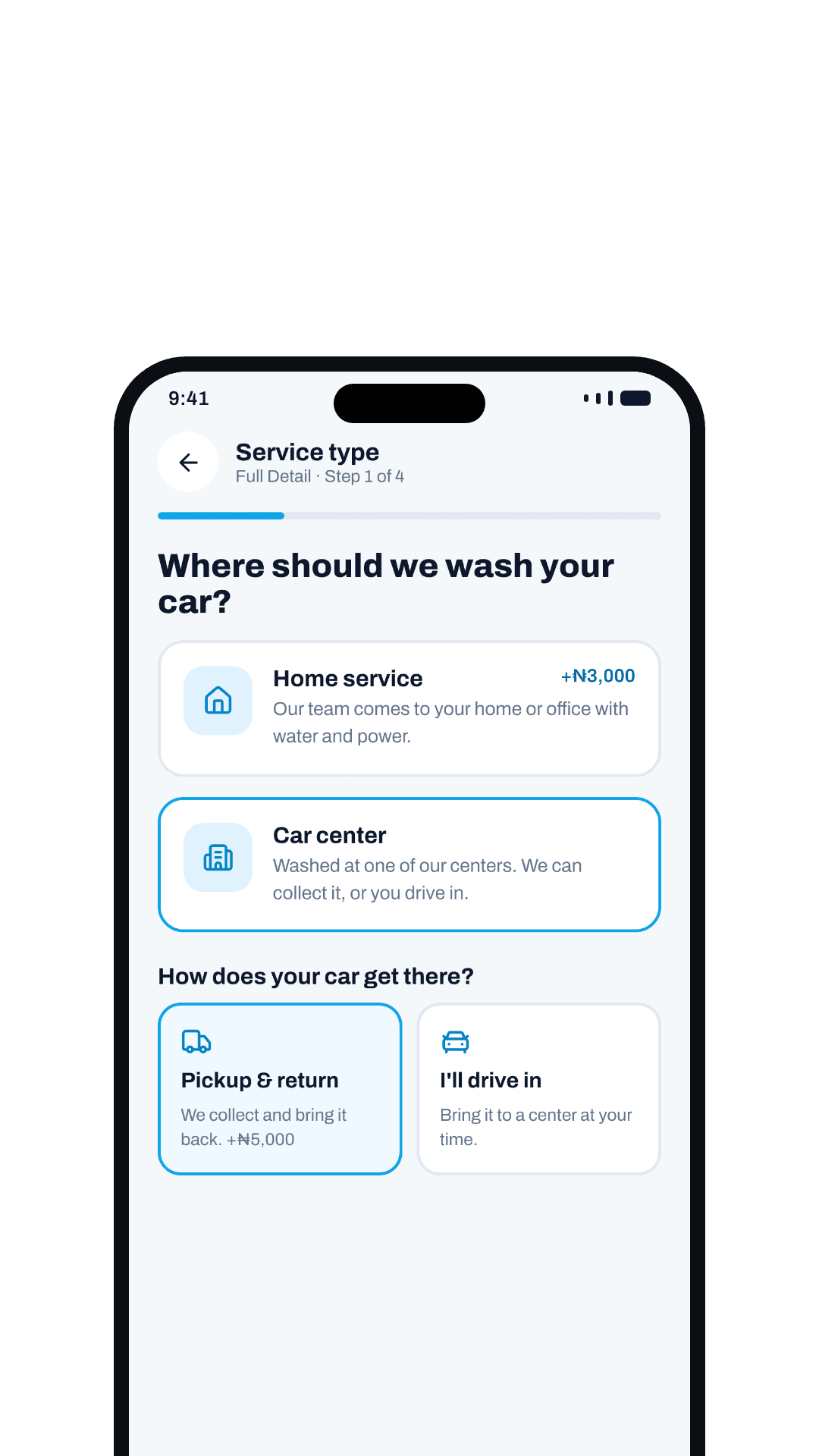 Choosing home service or a car center